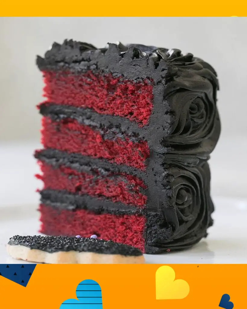 Spooky Black Buttercream Frosted Red Velvet Cake